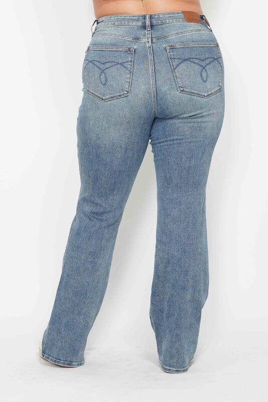 High Waisted Tummy Control Bootcut Jeans - Plus - Broken horn