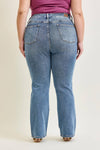 Stone Wash  Destroyed Bootcut - Plus High Waisted - Broken horn