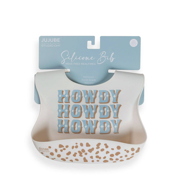 Silicone Bib Howdy Partner Blue - Broken horn