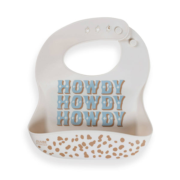 Silicone Bib Howdy Partner Blue - Broken horn