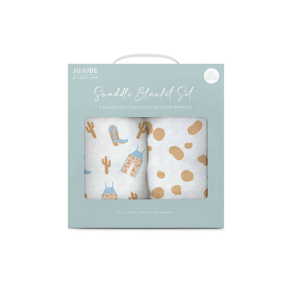 Swaddle Blanket Set Howdy Partner Blue - Broken horn