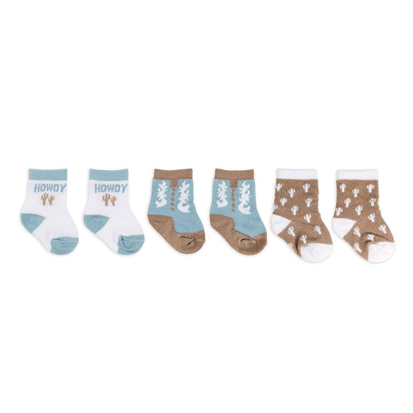 Baby Socks Trio Howdy Partner Blue - Broken horn