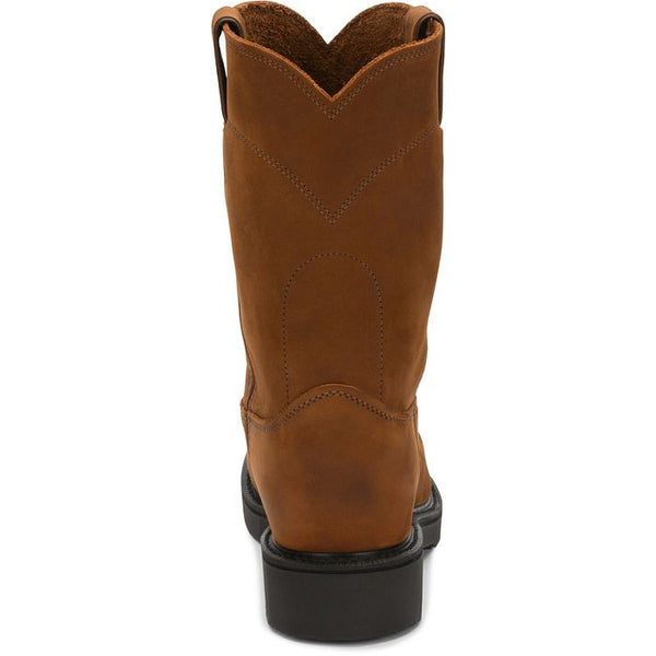 Justin Conductor Work Boot Round Toe - Brown - Broken horn