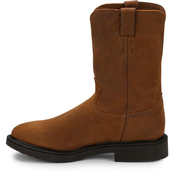 Justin Conductor Work Boot Round Toe - Brown - Broken horn