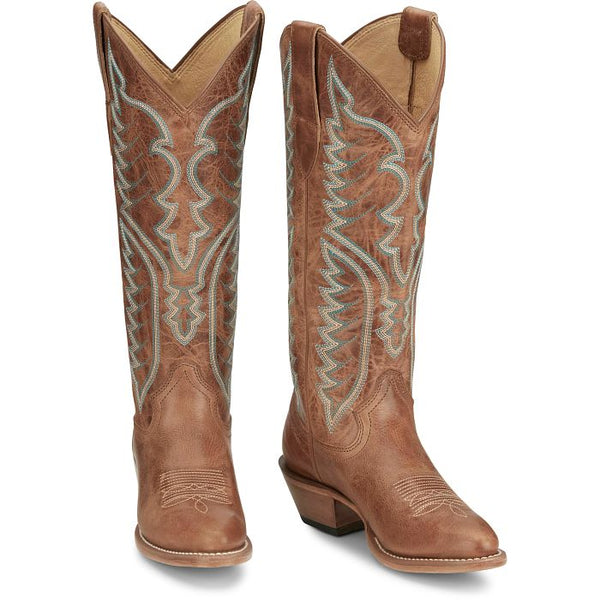 Justin Evelyn 15" Western Round Toe Boot - Broken horn