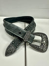 Embossed Studded Leather Belt - Broken horn
