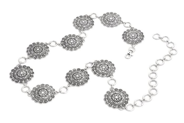 Concho Chain Belt - Silver - Broken horn