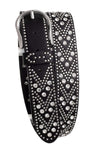 Rhinestone Studded Chevron Womens Belt - Black - Broken horn