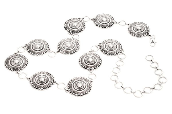 Women Concho All Silver Belt - Broken horn