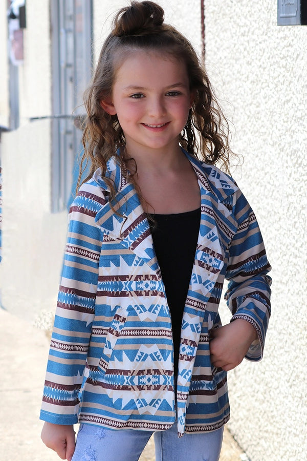 Aztec Printed Blazer with Pockets - Broken horn