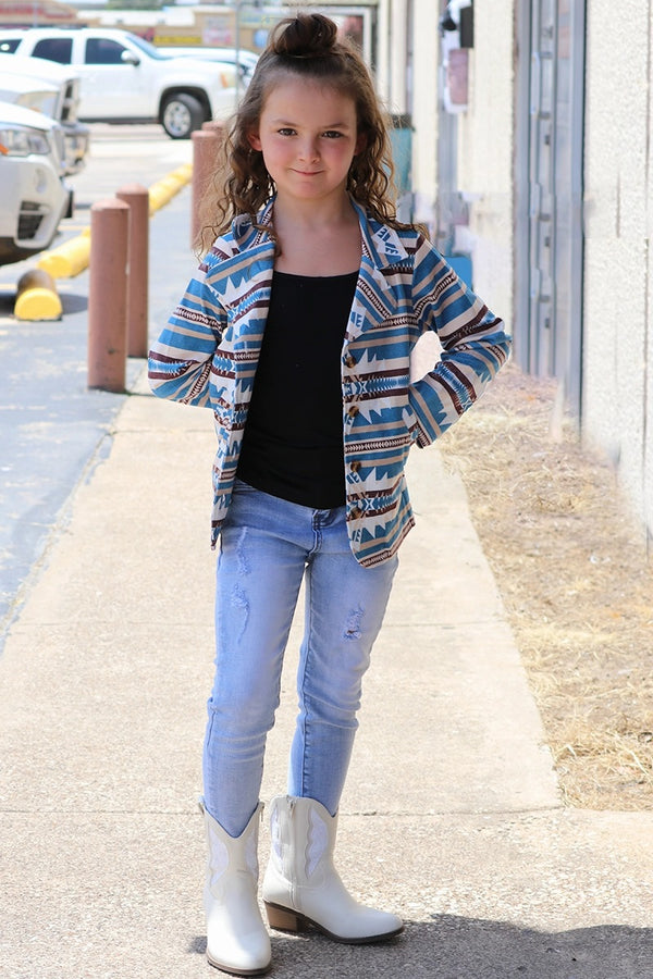 Aztec Printed Blazer with Pockets - Broken horn