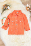 Girls Orange Distressed Denim Shirt - Broken horn