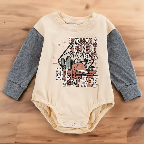 If I Was A Cowboy I'd Be Wild Baby Onesie - Broken horn
