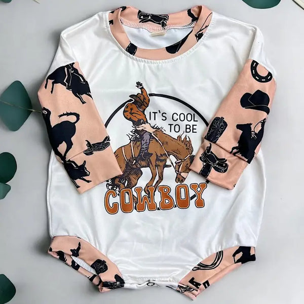 It's Cool To Be A Cowboy Infant Baby Onesie - Broken horn
