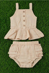 Ivory Ruffle Tank Top & Ruffle Butt Bloomers - Broken horn