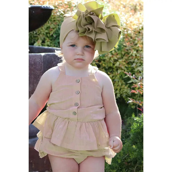 Ivory Ruffle Tank Top & Ruffle Butt Bloomers - Broken horn