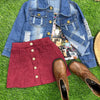 Maroon Skirt w/2 Front Pockets - Broken horn
