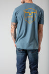 Kimes Shielded Trucker Tee - Indigo - Broken horn