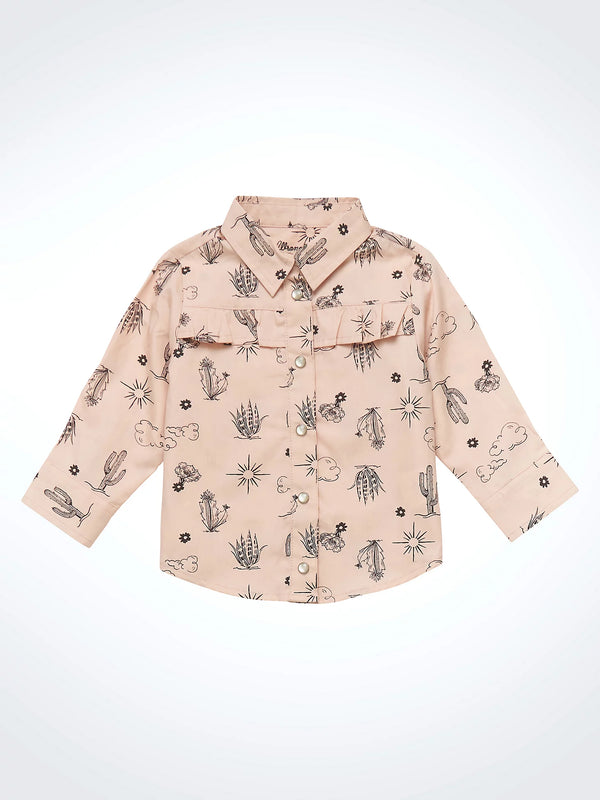 Wrangler Little Girl's Western Print Shirt - Pink - Broken horn