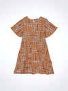 Wrangler Girl's Ruffle Sleeve Southwestern Dress - Broken horn