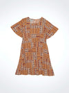Wrangler Girl's Ruffle Sleeve Southwestern Dress - Broken horn