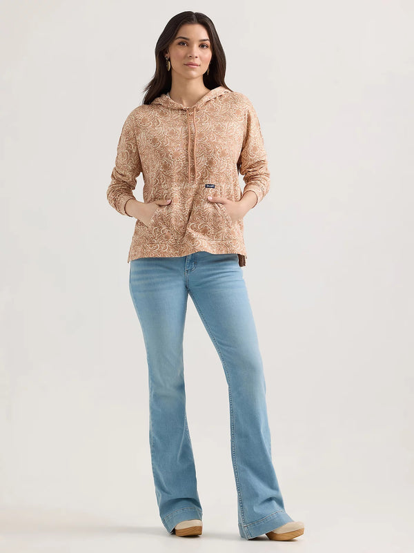 Wrangler Women's Geometric Relaxed Pullover Hoodie - Broken horn