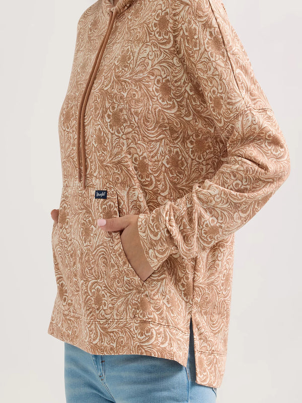 Wrangler Women's Geometric Relaxed Pullover Hoodie - Broken horn