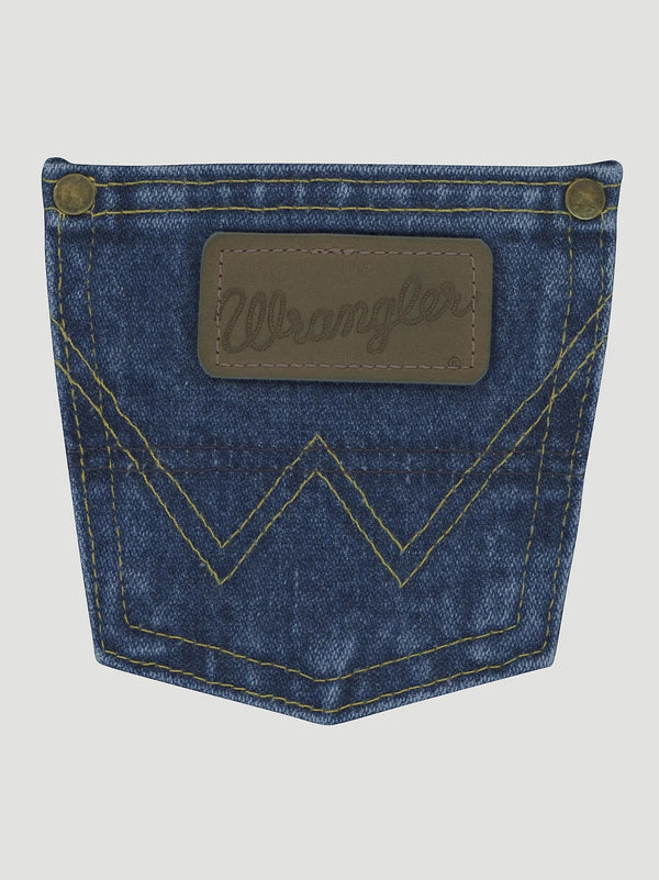 Wrangler George Strait Cowboy Cut Original Fit Jean - Heavyweight Stone Denim - Broken horn