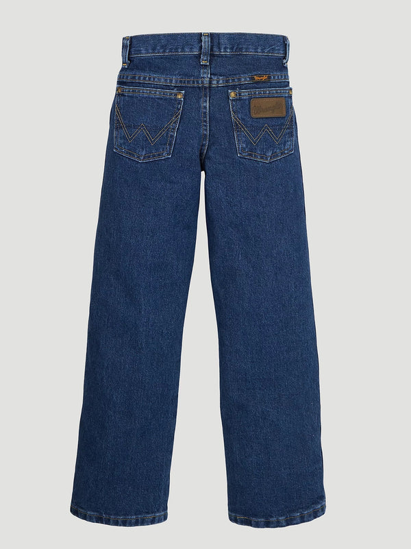 Wrangler George Strait Cowboy Cut Original Fit Jean - Heavyweight Stone Denim - Broken horn