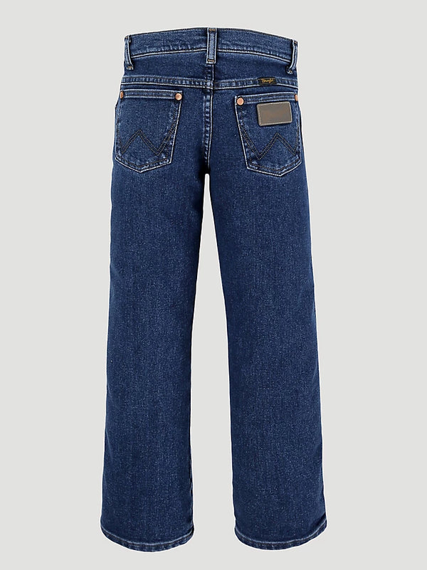 KONTOOR Wrangler Cowboy Cut boys' stonewash jeans showing classic fit and detailed stitching on a white background.