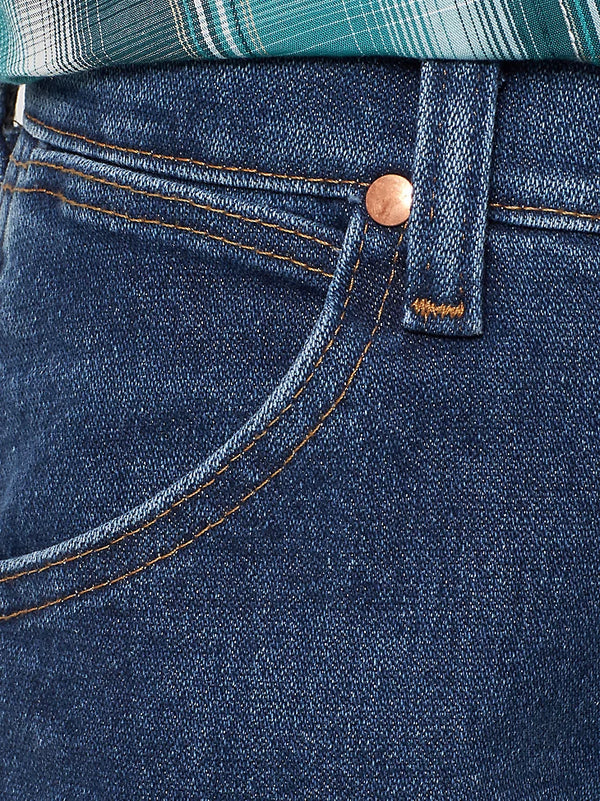 KONTOOR Wrangler Cowboy Cut Boys jeans in stonewash, durable denim with classic Western style and stitching details.
