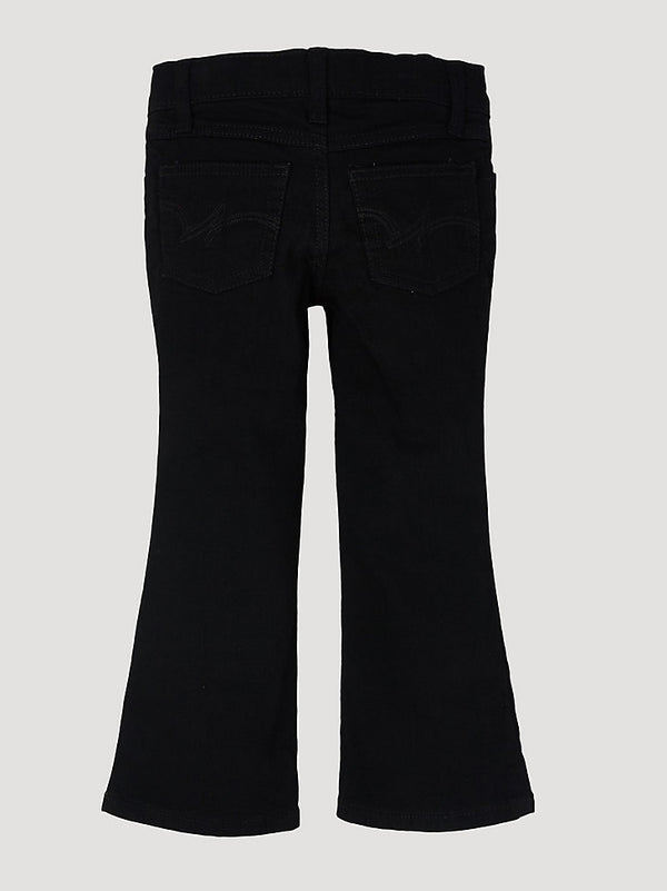 Black Wrangler Premium Patch Girl Jeans for girls, featuring stylish patches and classic denim design by KONTOOR.