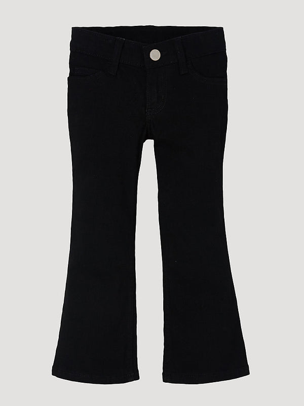 Black Wrangler Premium Patch Girl Jeans for girls, showcasing classic denim style with patch details from KONTOOR.