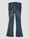 KONTOOR Wrangler Premium Patch Girl Jean in mid blue denim, showing fitted girls' jeans with patch details and classic denim texture.