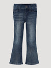 KONTOOR Wrangler girls' mid-blue patch jean with classic denim style and stitching, showcasing a casual girls' jeans look.