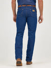 KONTOOR Wrangler men's cowboy cut slim fit prewashed jeans, denim fabric, classic five-pocket design, front and back view.
