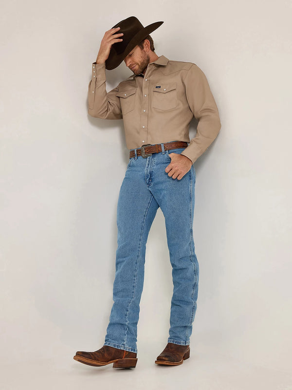 Wrangler Mens Cowboy Cut Jean Original Fit -Antique Wash - Broken horn