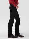 KONTOOR Wrangler men's Cowboy Cut silver edition slim fit jeans in shadow black, showing front view with classic stitching details.
