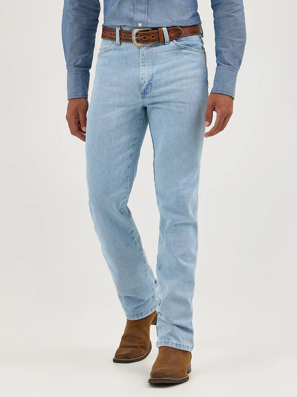 Wrangler Mens Cowboy Cut Jean Slim Fit - Bleach - Broken horn