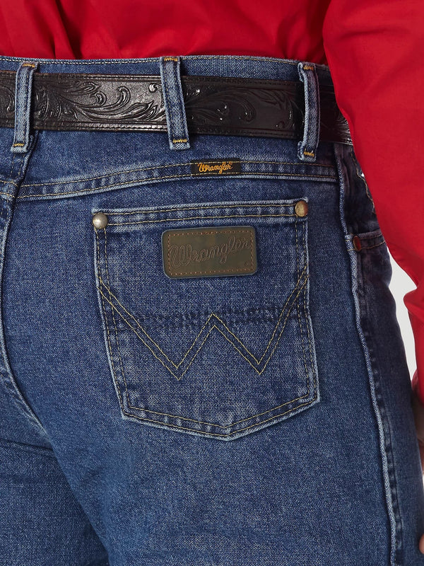Wrangler George Strait Cowboy Cut Slim Fit Jean - Heavyweight Stone Denim - Broken horn