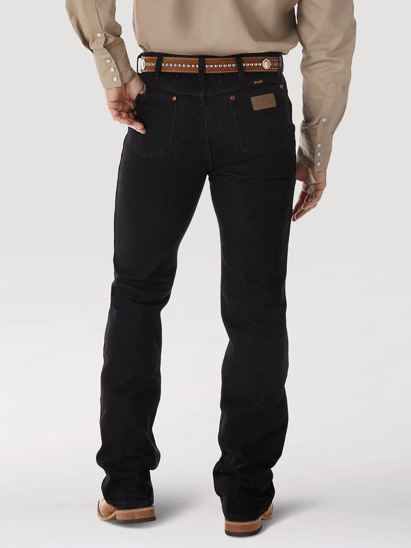 Wrangler Men Cowboy Cut Stretch Slim Fit Jean - Black - Broken horn