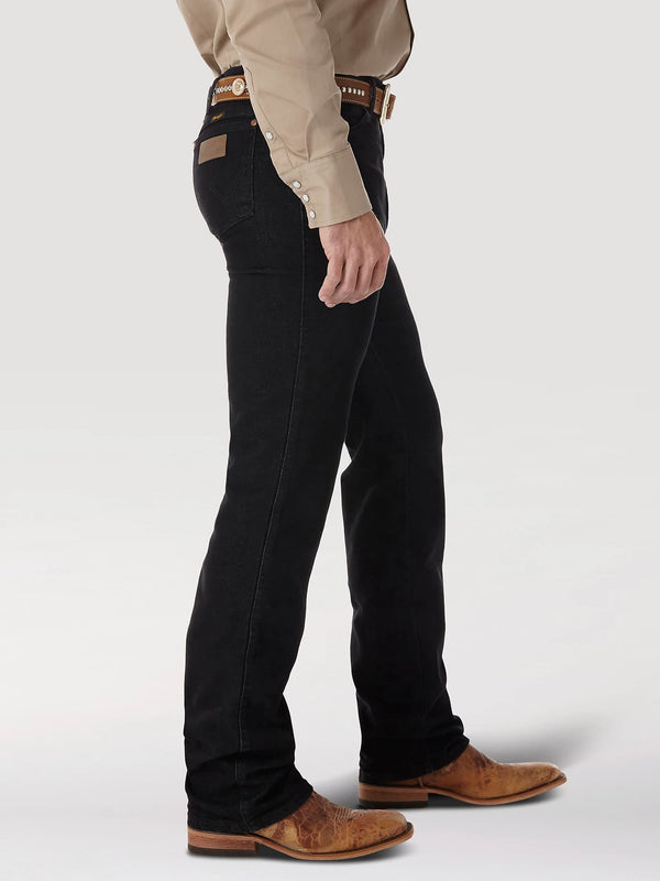 Wrangler Men Cowboy Cut Stretch Slim Fit Jean - Black - Broken horn