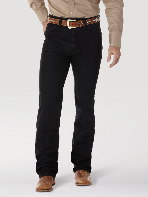 Wrangler Men Cowboy Cut Stretch Slim Fit Jean - Black - Broken horn