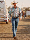 KONTOOR Wrangler men's cowboy cut jeans in stonewashed denim, original fit with classic Western style and durable fabric.