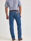 KONTOOR Wrangler men's cowboy cut original fit stonewashed jeans, classic blue denim with reinforced stitching and five-pocket design.