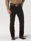 KONTOOR Wrangler men's cowboy cut slim fit jeans in black chocolate denim, featuring classic stitching and a tailored fit.