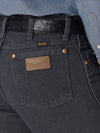 Men's Wrangler Cowboy Cut Slim Fit Jeans in charcoal grey by KONTOOR, showing the classic fit and fabric texture.