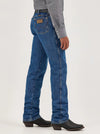 Men's Wrangler Cowboy Cut Slim Fit Jeans in stonewash denim, showcasing classic Western style and durable fabric.