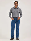 KONTOOR Wrangler men's cowboy cut slim fit jeans in stonewash denim, front view showing classic Western styling.