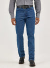 KONTOOR men's Wrangler cowboy cut slim fit jeans in stonewash denim, front view showing classic five-pocket design